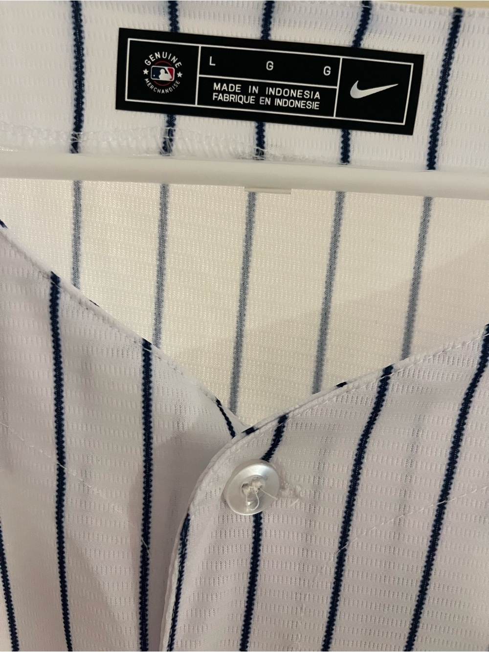 Genuine Merchandise White Jersey with Navy Pinstripes - Picture 3 of 4